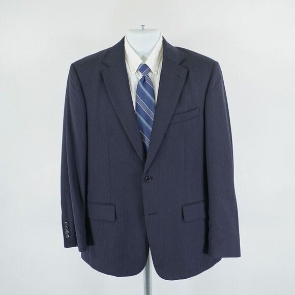 Jos A Bank Tailored Fit Signature Wool Blue Herringbone 42R Blazer / Suit Jacket - Picture 4 of 12